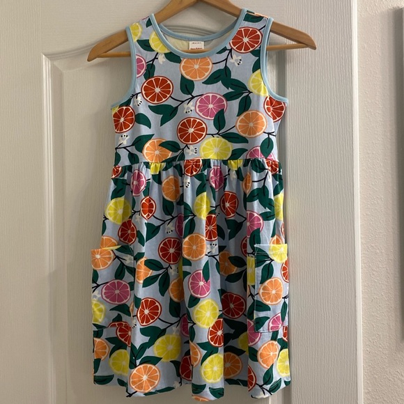 Hannah Anderson sleeveless citrus print blue tank dress with pockets sz 10 NEW - Picture 2 of 9